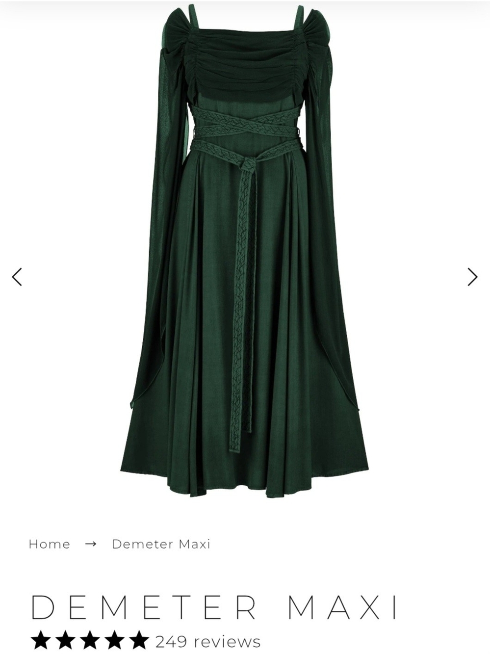 Demeter Maxi Dress in Deep Green